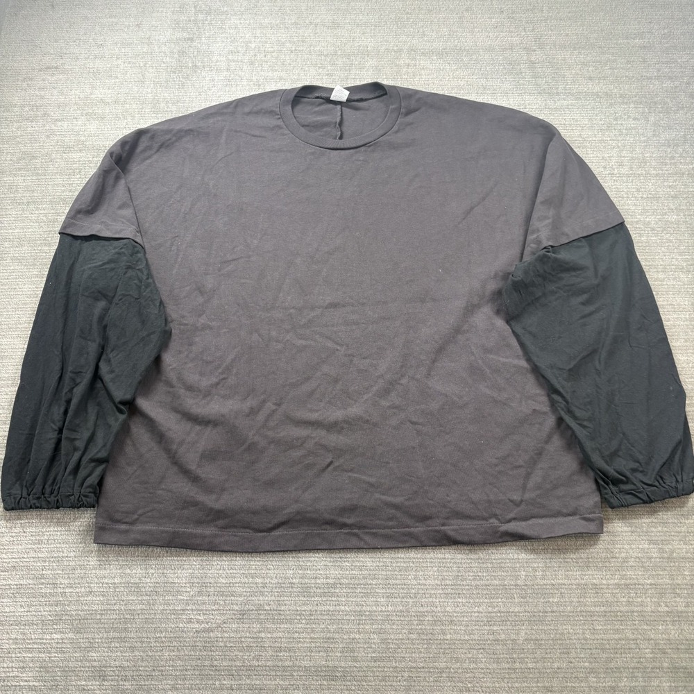 Yeezy TS-05 Black Long Sleeve Cut Off Heavyweight Tee Mens Size 3 Baggy Loose